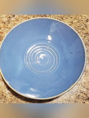 HANDMADE POTTREY . BOWL. DECO. CATCH ALL. BLUE GOLD. HEAVY